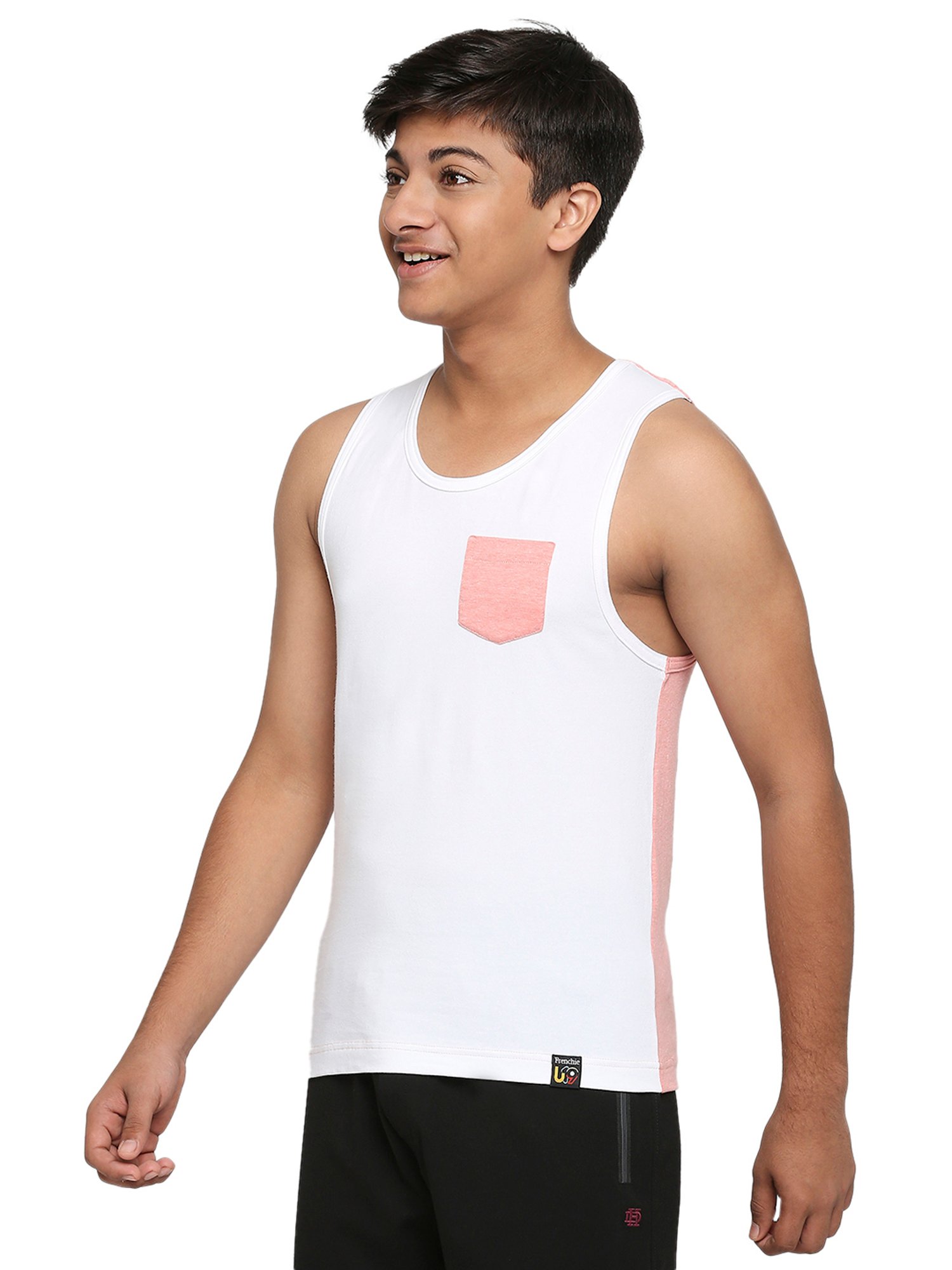 Frenchie Kids White & Pink Solid Vest