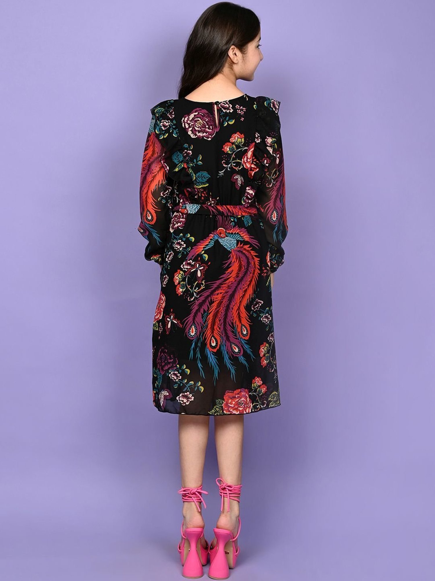 LilPicks Kids Multicolor Floral Print Dress