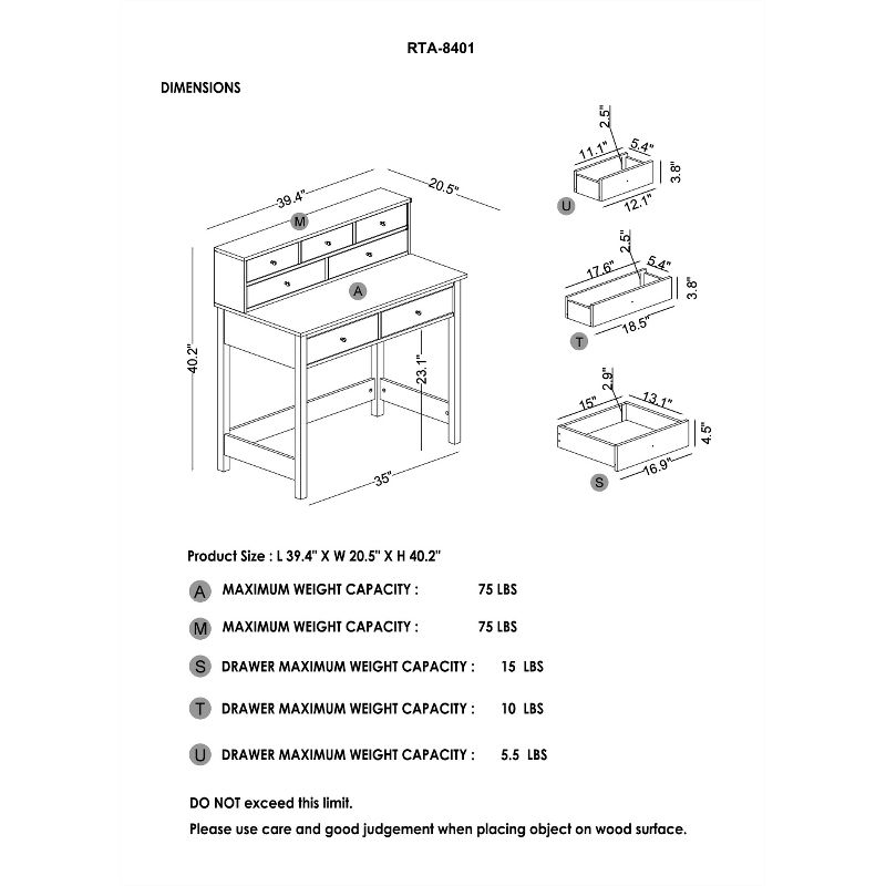 Elegant Desk with Storage Oak - Techni Mobili