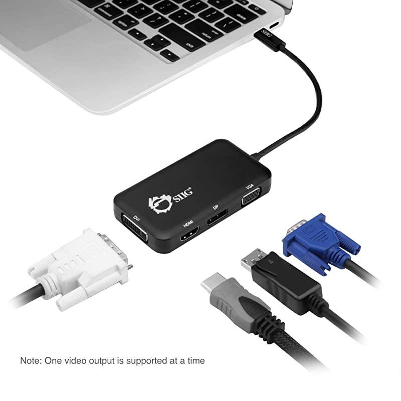 USB C to 4K HDMI/DisplayPort/VGA/DVI Multiport Adapter - Thunderbolt 3 Compatible - 4 in 1 for DisplayPort Alt Enabled Devices