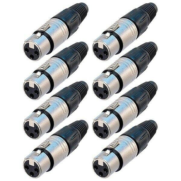 8x Neutrik NC3FX XLR 3-Pin Female Pro Audio Connector Microphone Silver Contacts