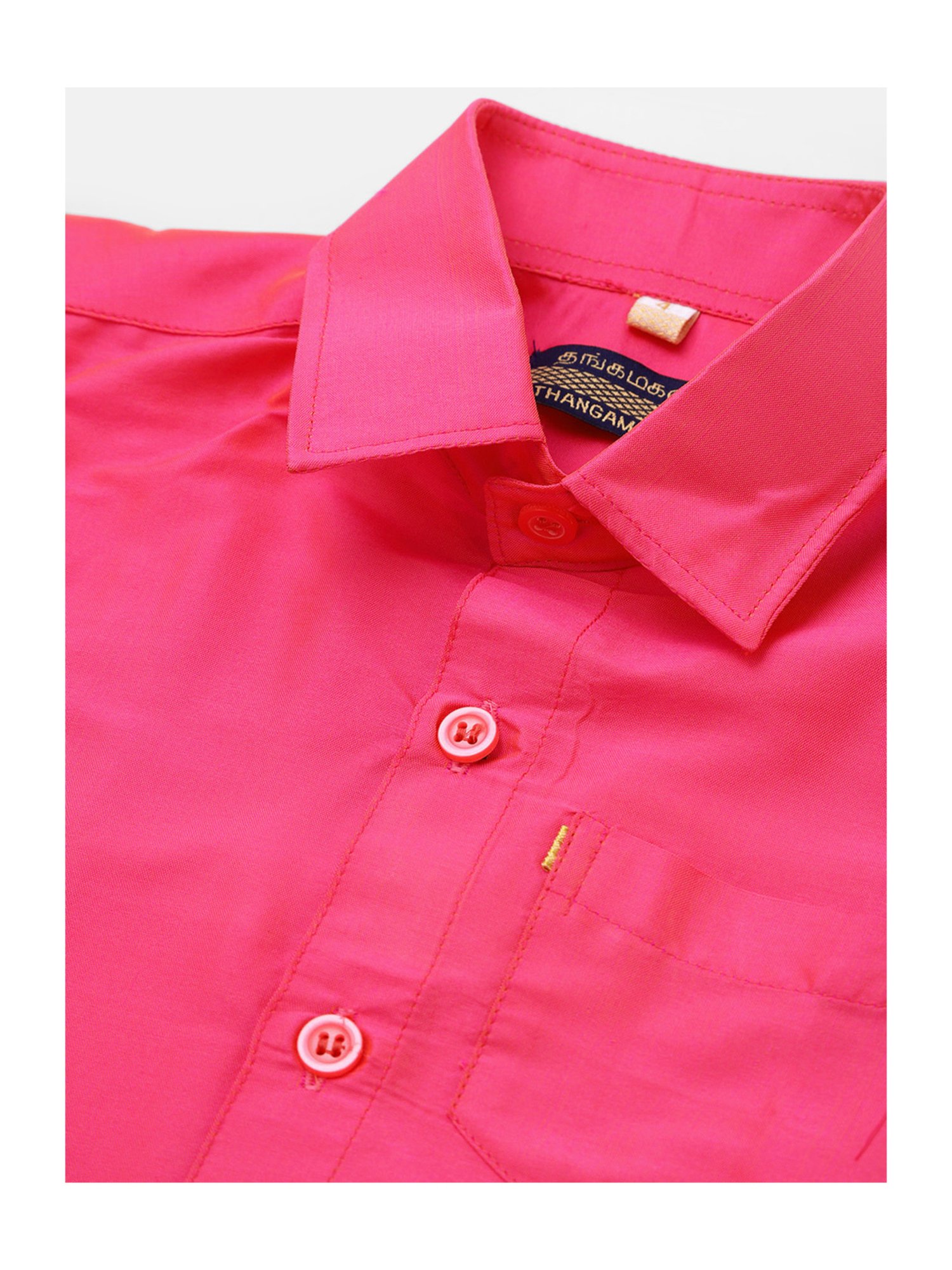 THANGAMAGAN Kids Pink Solid Shirt