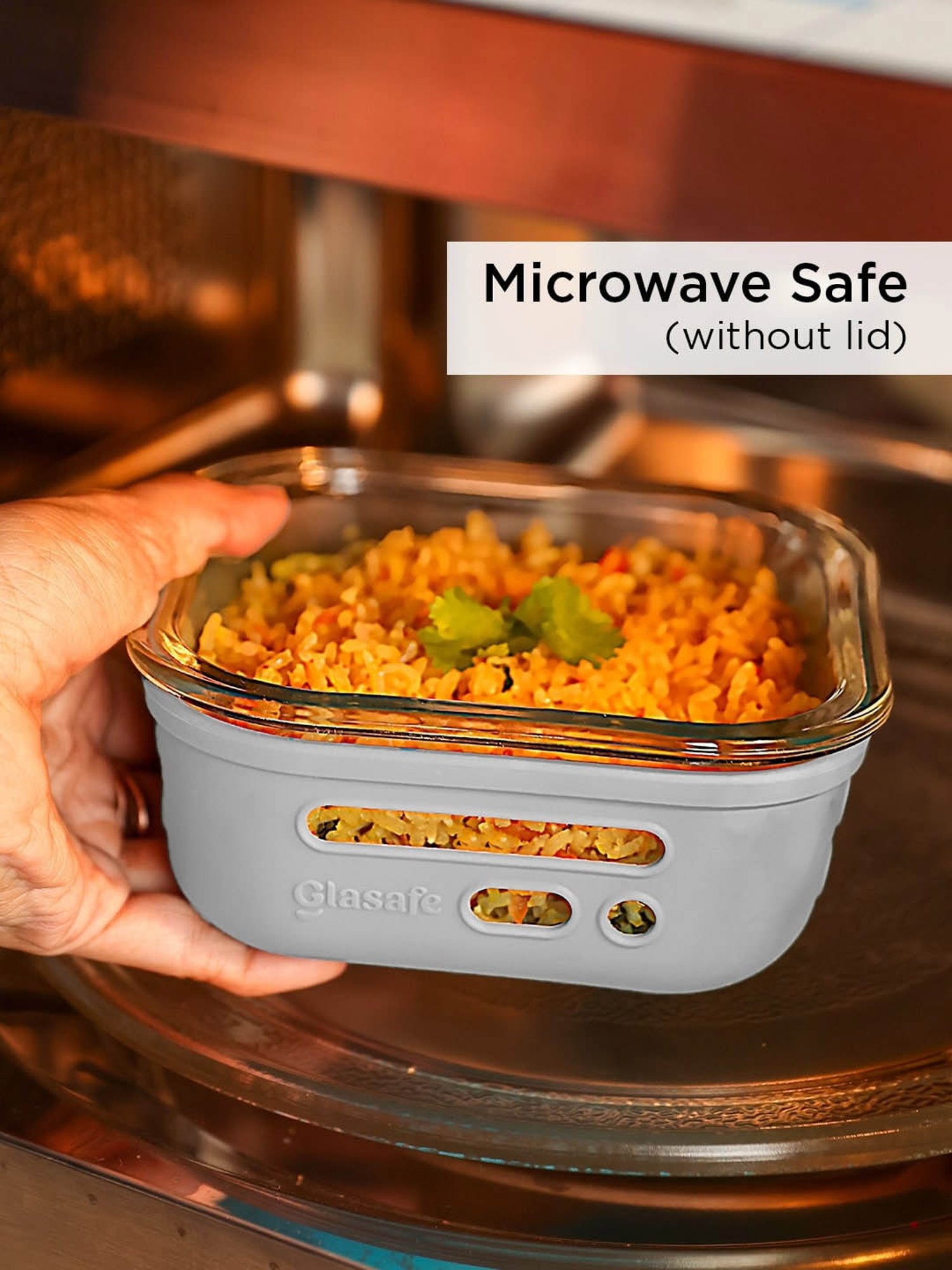 Glasafe Fresh Grip Slate Grey Borosilicate Tiffin - Set of 2