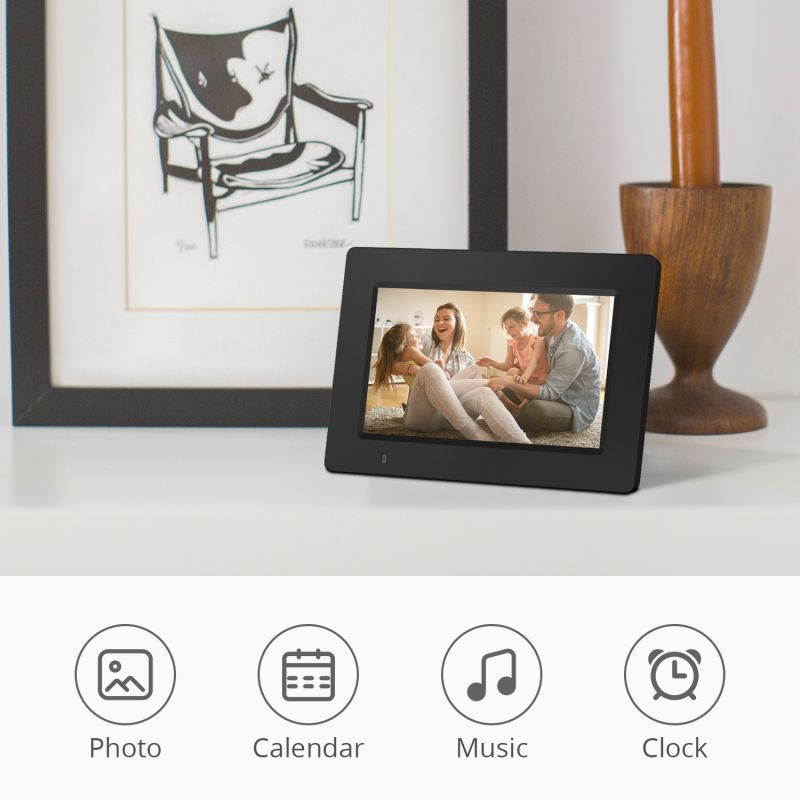 iDeaPLAY DF701 7 inch WiFi Digital Photo Frame, 8GB Internal Storage, iOS & Android App, Support Photo, Music, Calendar, Built-in Speaker