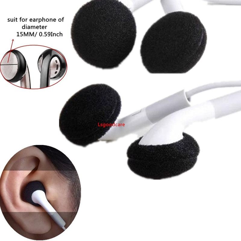 Soft Foam Earbud Headphone Ear Pads Replacement Sponge Covers Tips Foam Cushions Pad Protector Earplugs for Earphone Headset Earpiece MP3 MP4 Moblie Phone ect, Diameter 18MM, Black Color, Pack of 50