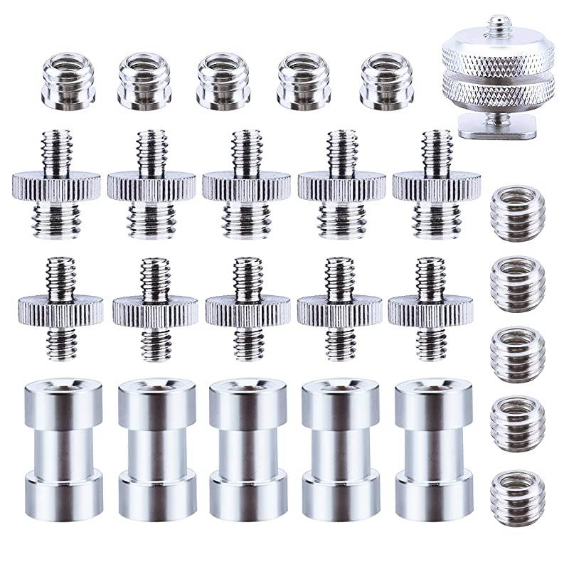 27 Pieces 14 Inch and 38 Inch Converter Female Male Threaded Screws Adapter Mount Set for CameraTripodMonopodBallheadLight StandShoulder Rig