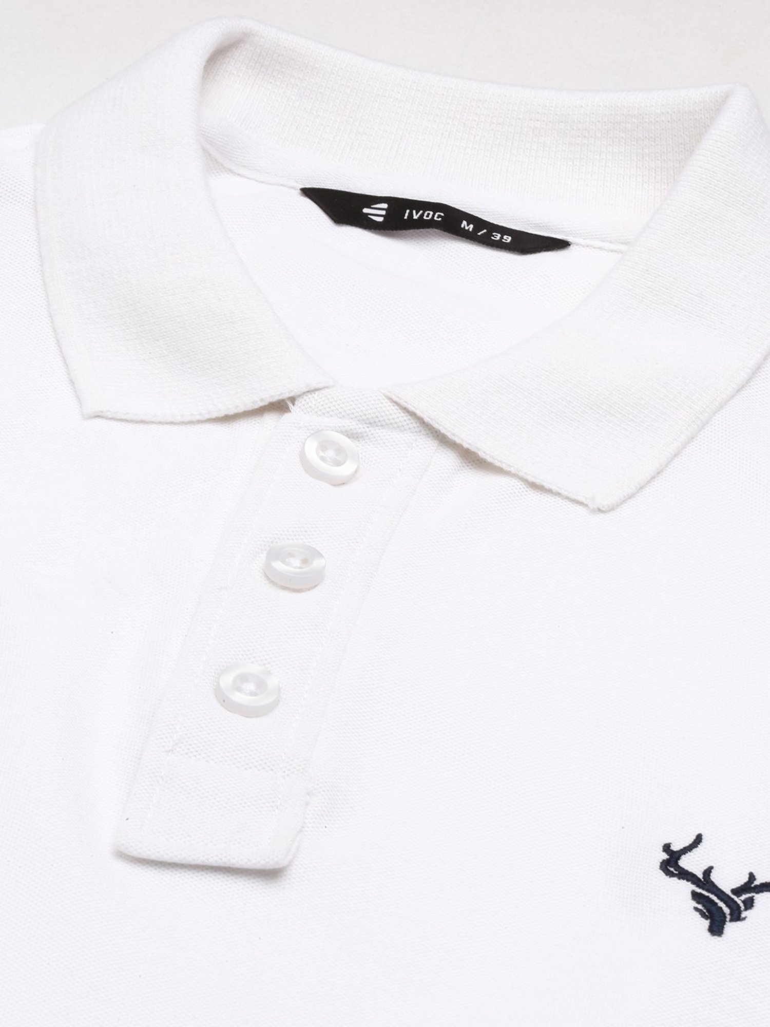 IVOC White Regular Fit Cotton Polo T-Shirt