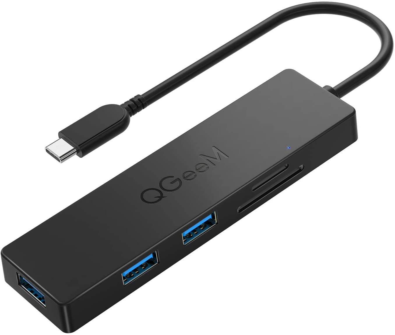 QGeeM USB C Hub Ultra-Slim Data USB Hub,3-Port USB 3.0&SD&TF Card Reader Hub with 2.5ft Extended Cable Compatible with MacBook Pro,iPad Pro,iMac,Surface Pro,5 in 1 USB Hub for Laptop(2.5ft)