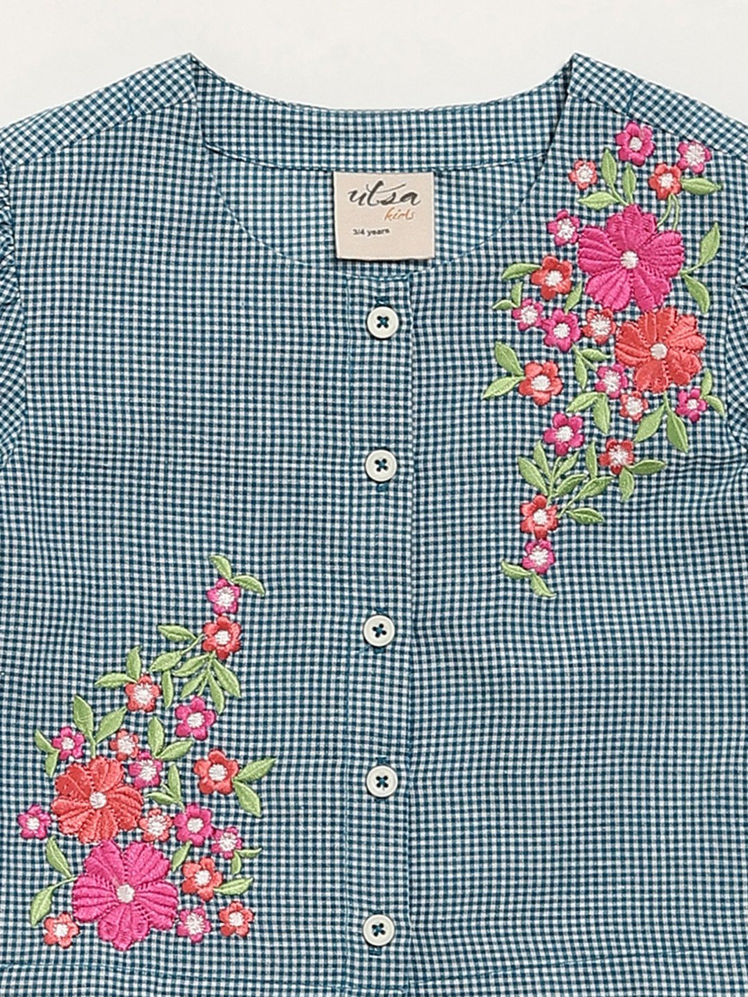 Utsa Kids by Westside Blue Checks Design Cotton Top