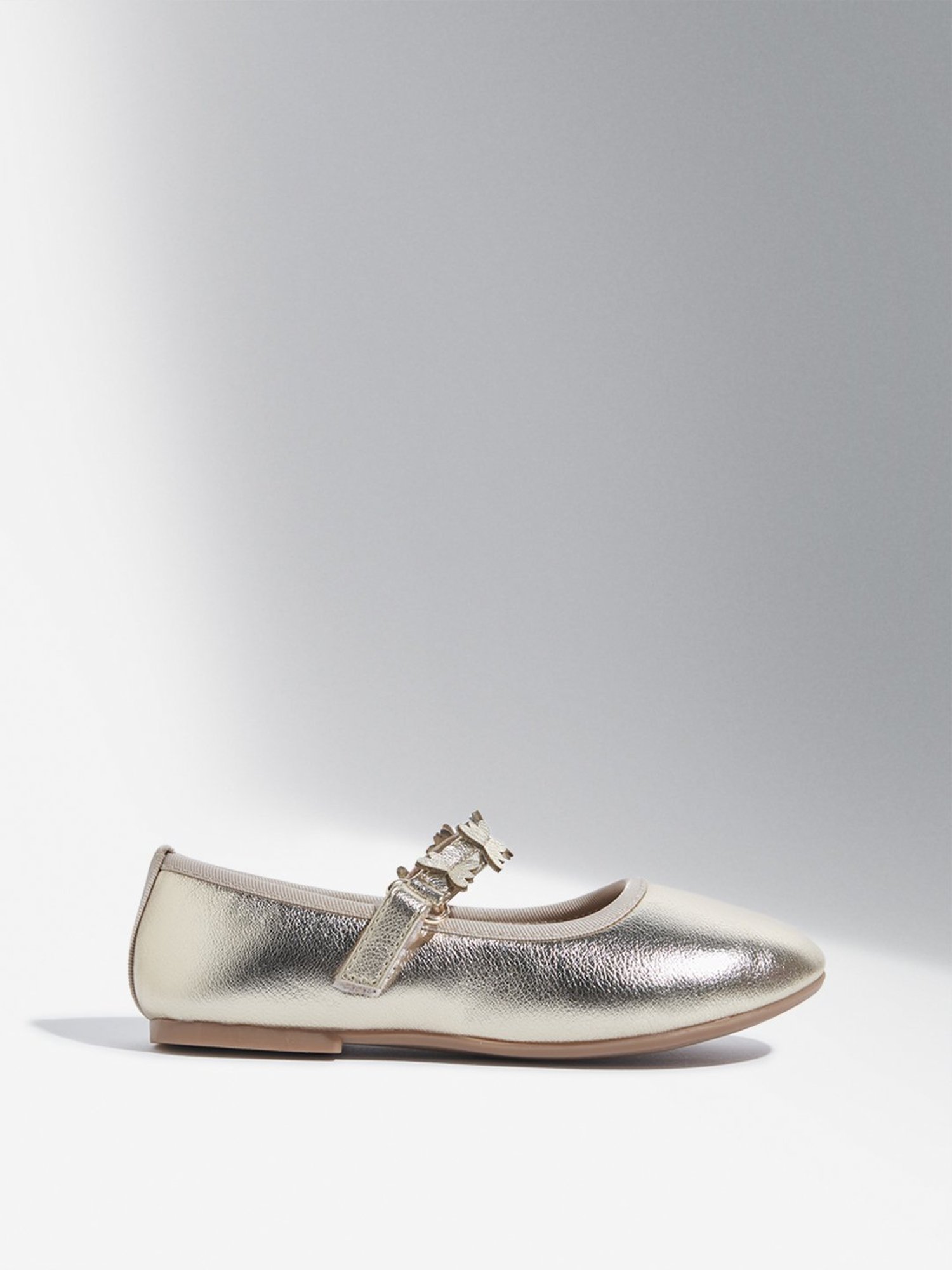 Yellow by Westside Dull Gold Butterfly Applique Mary Jane Shoes