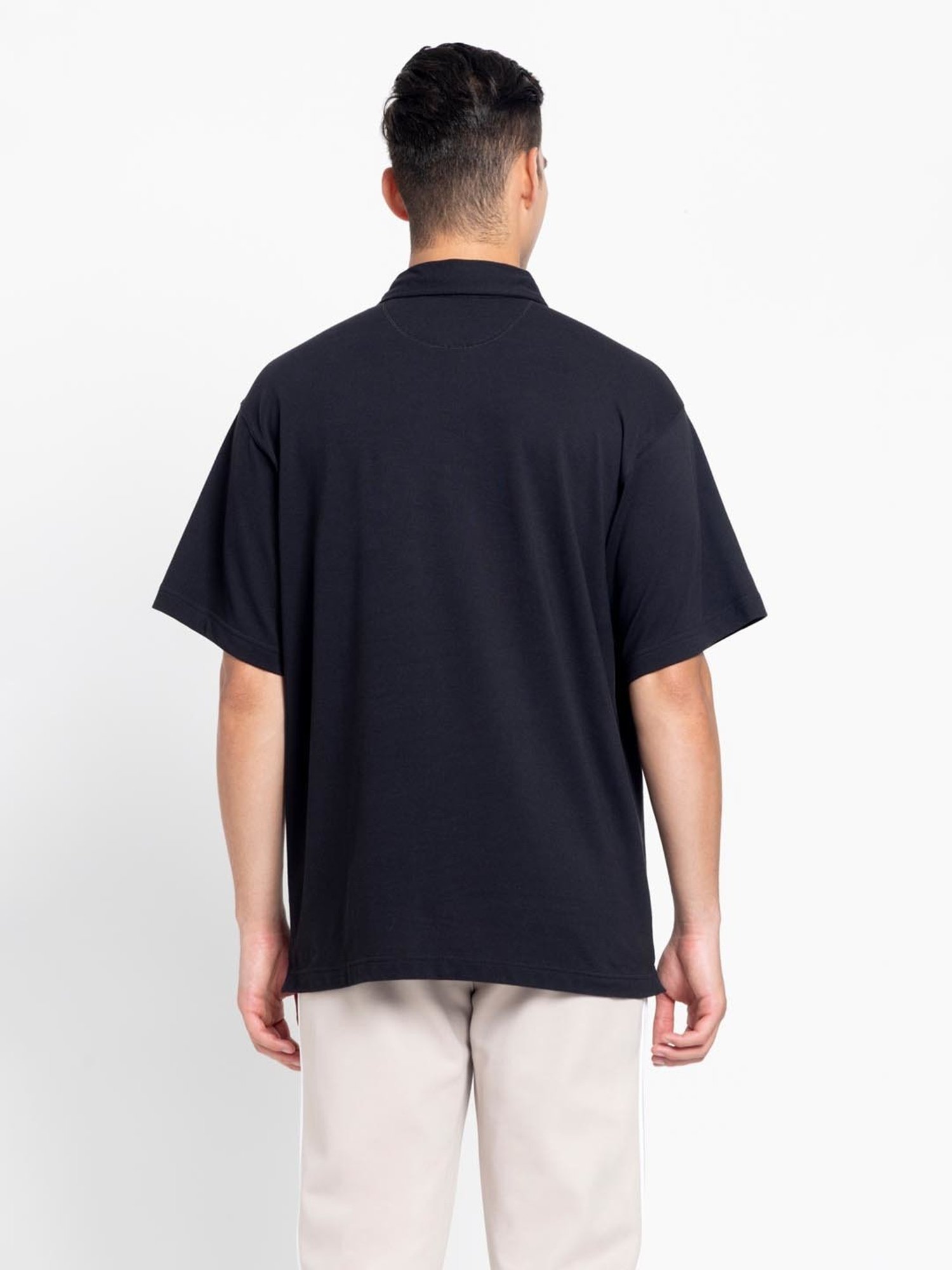 Adidas Originals Black Loose Fit Polo T-Shirt