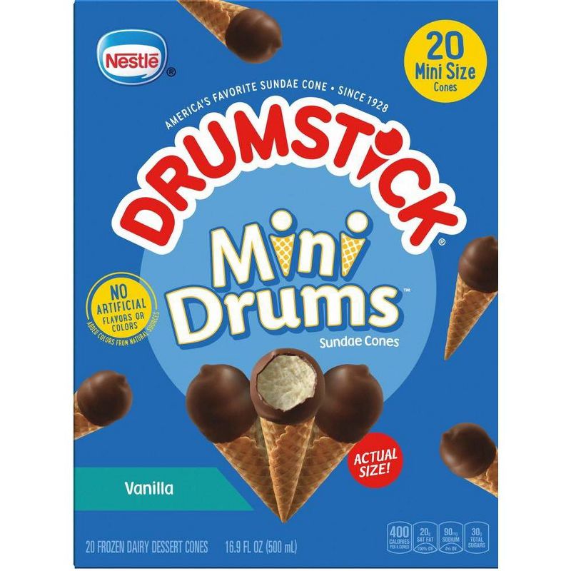 Nestle Drumstick Mini Drums Frozen Sundae Cones Vanilla - 20ct