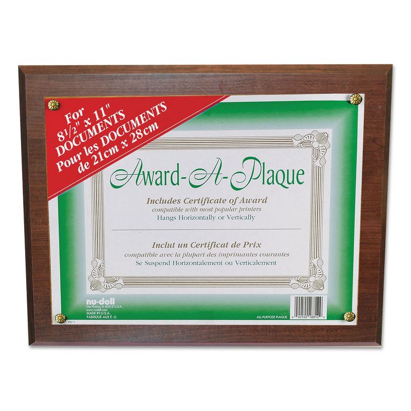 Nudell Award-A-Plaque Document Holder Acrylic/Plastic 10-1/2 x 13 Walnut 18811M