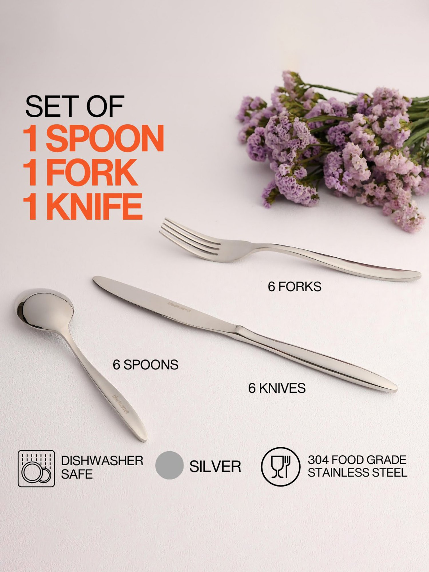 BlackCarrot 3 Pcs Stainless Steel Cutlery Set