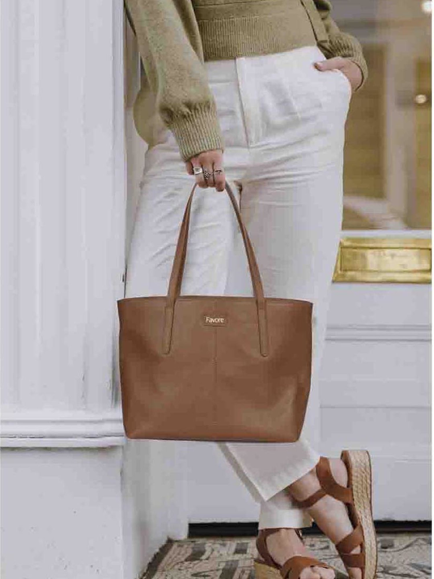 Saint G Brown Solid Medium Shoulder Handbag