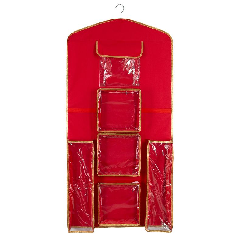 Holiday Hanging Gift Wrap Organizer with 4 Front Pockets - Simplify