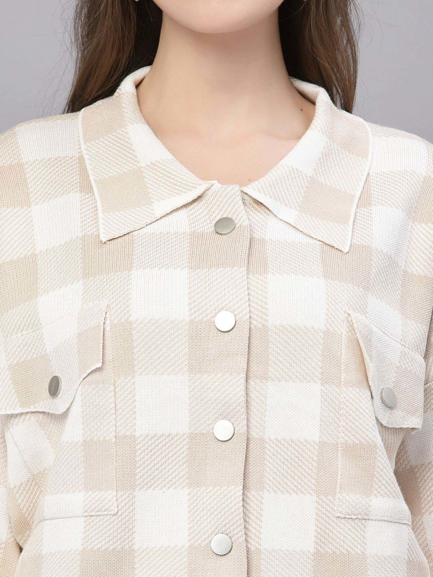 Mafadeny Beige Chequered Shirt
