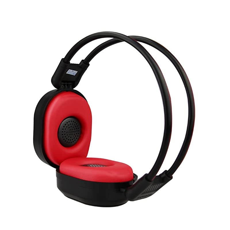Foldable Wireless Headphone Portable FM Stereo Headset Radio (Black Red)