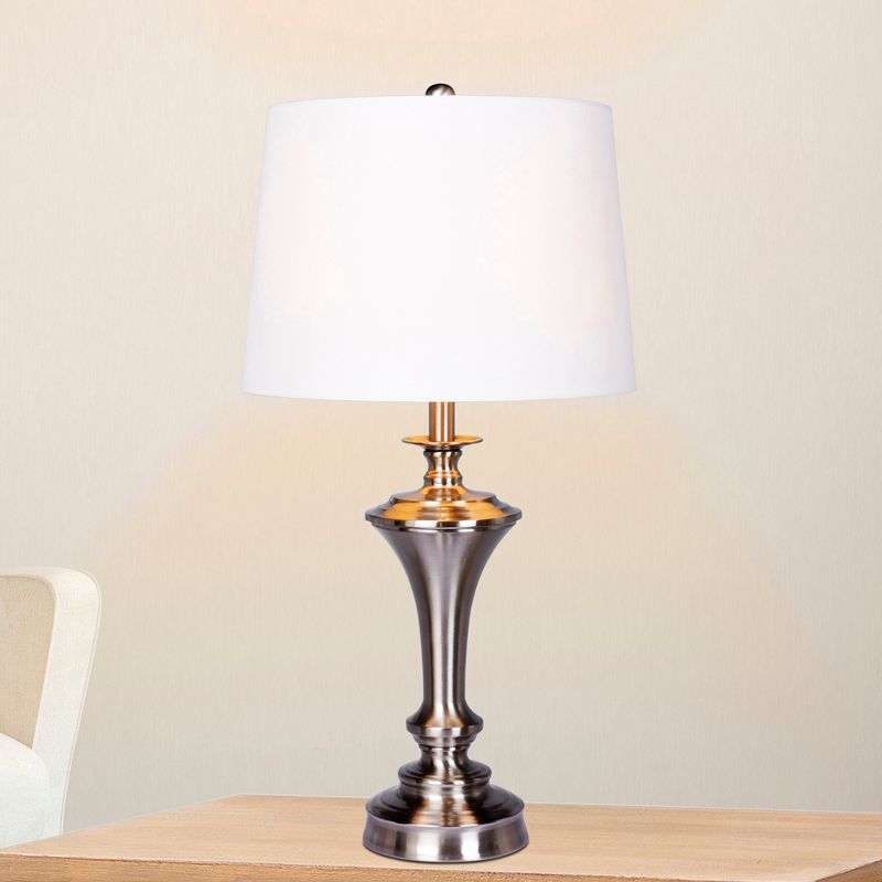 Pedestal Base Metal Table Lamps Steel/White  - Fangio Lighting