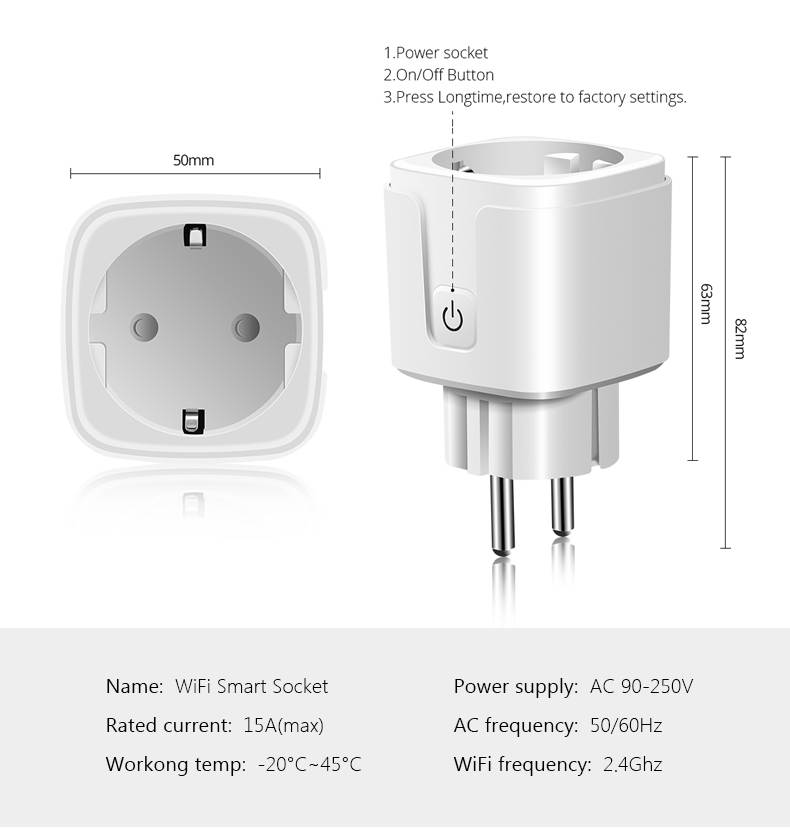 Yijianxi Wireless Smart Socket 2.4G WIFI Homekit  Power Socket EU Plug Outlet 90-250V 220V110V wi fi socket