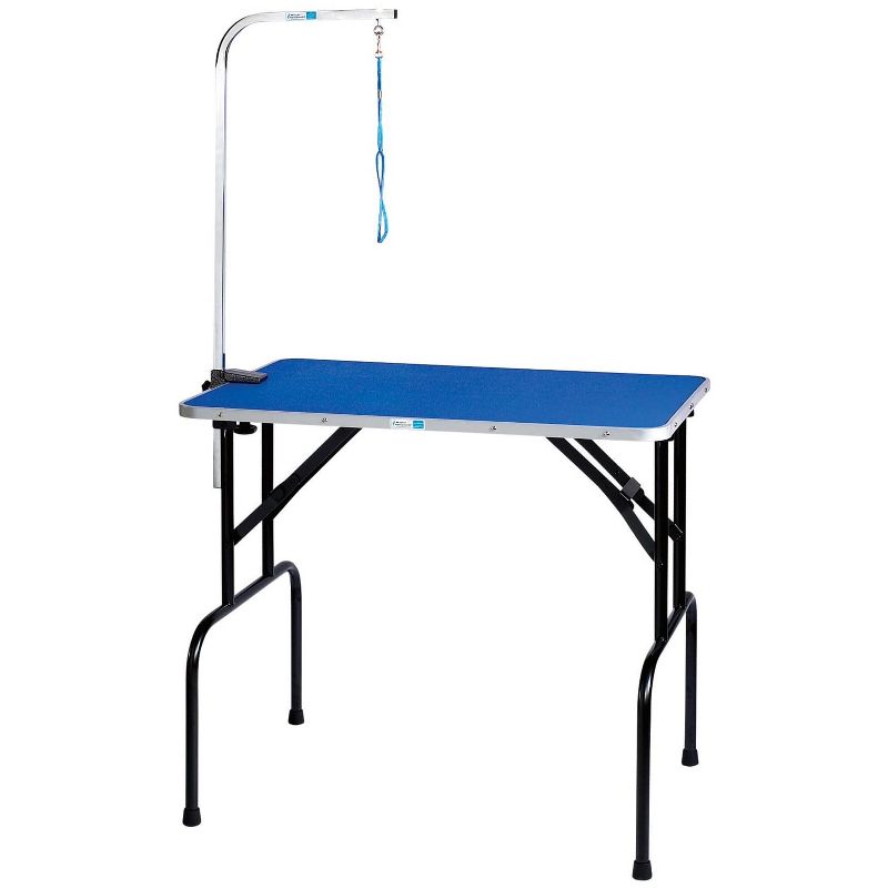Master Equipment  TP215 36 19 Foldable Portable Metal Dog Cat Pet Grooming Table with Adjustable Height Leash Arm, Blue
