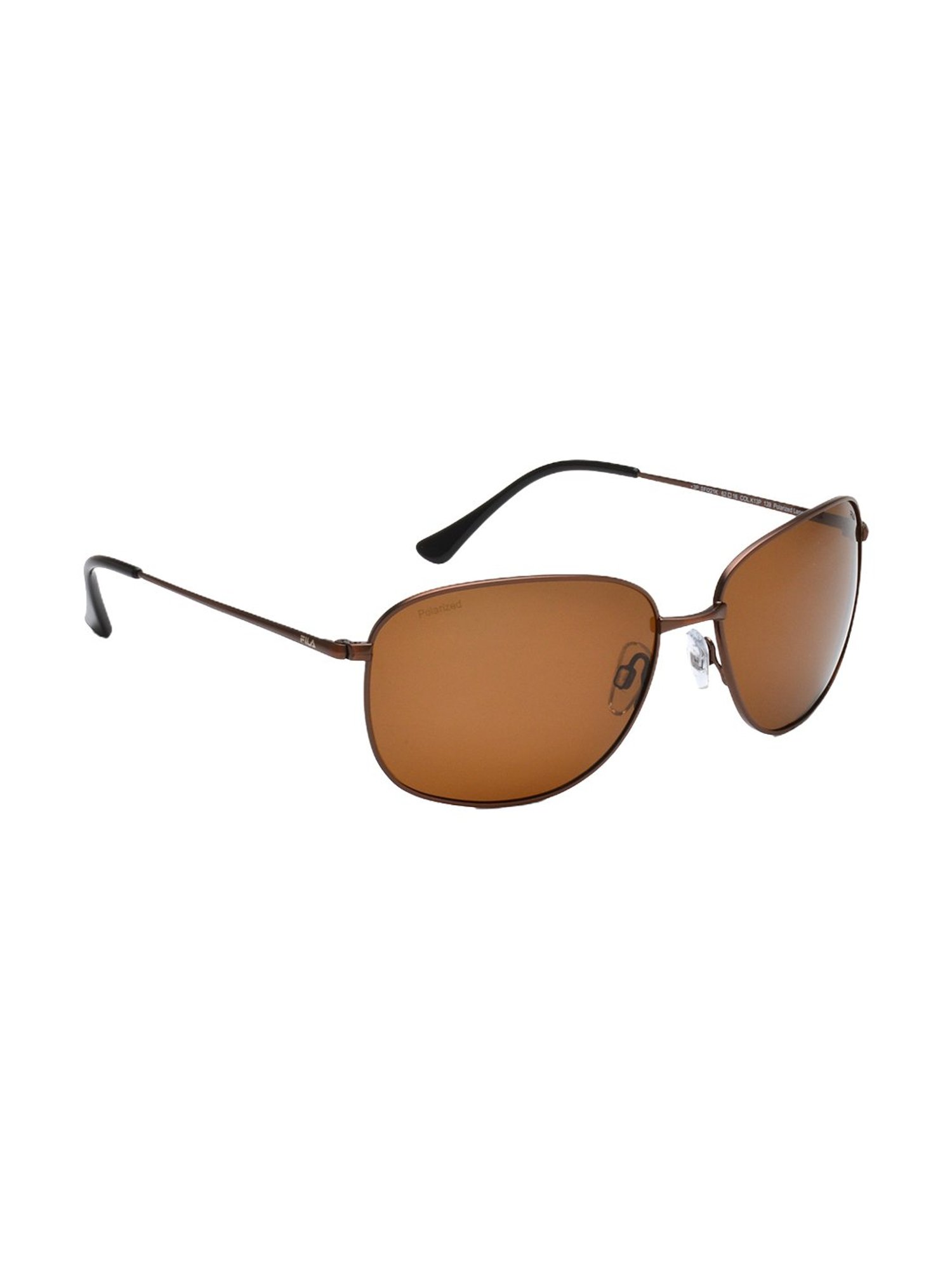 Fila Brown Polarized Rectangular Sunglasses for Men