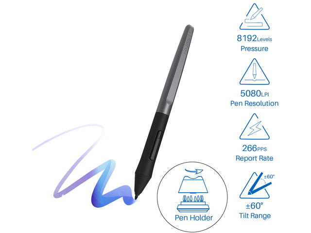 Huion HS610 Graphics Drawing Tablet with Touch Ring and 28 Express Keys, Battery-Free Stylus, 8192 Pressure Sensitivity, Compatible with Mac, PC or Android Mobile