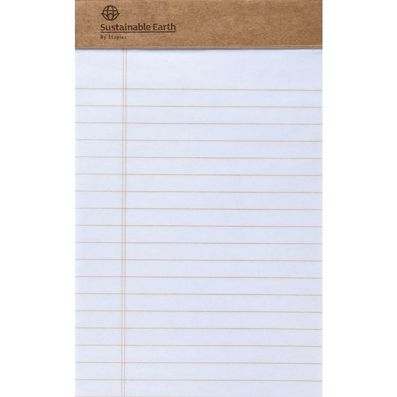 Sustainable Earth Notepads 5" x 8" Wide White 50 Sheets/Pad 12 Pads/PK (19938) 886428