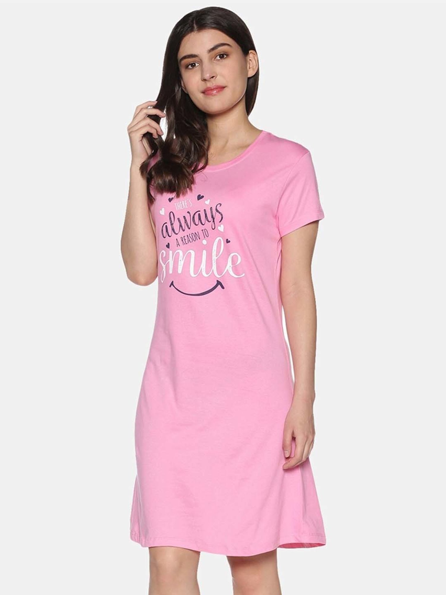 TWIN BIRDS Pink Printed Sleep Tee