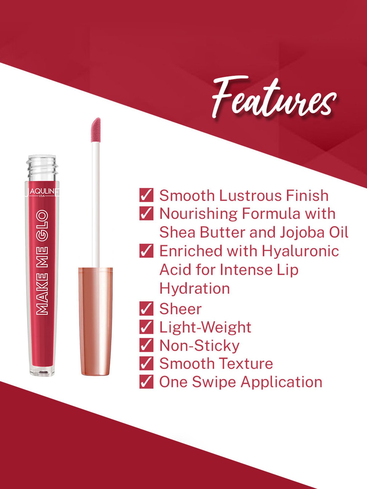 Jaquline USA Make Me Glo Lip Gloss Glo Up - 3.5 ml