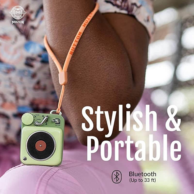 Mini Bluetooth Speaker,  Button Metal with Lanyard,Vintage Radio with Old Fashioned Classic Style, Portable Wireless Loud Volume Speaker for Home, Office, Kitchen,Party,Travel,Outdoor