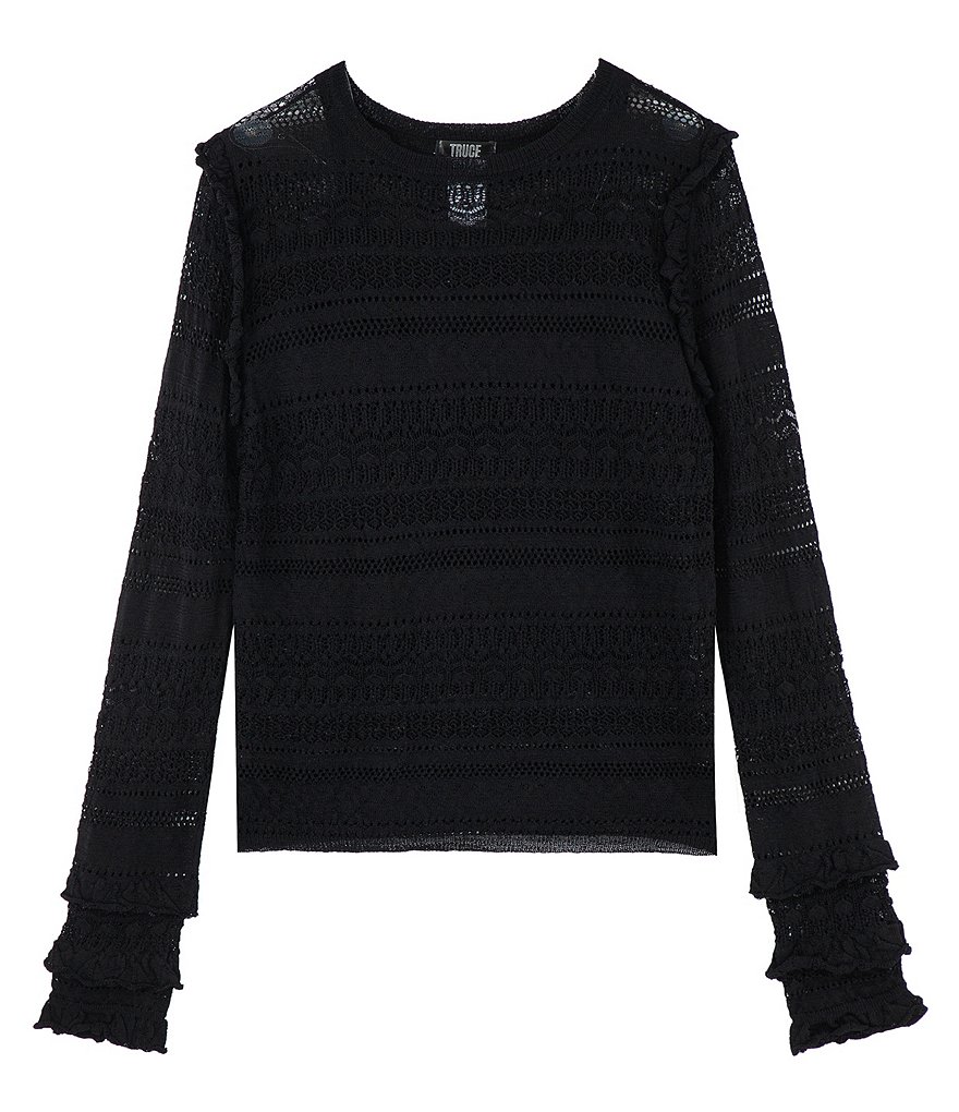 Truce Big Girls 7-16 Long-Sleeve Allover Lace Top