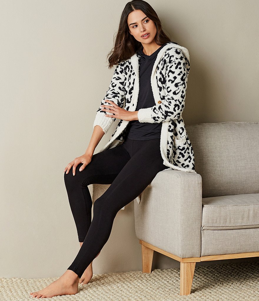UGG Judith Sweater-Knit Leopard Print Hooded Lounge Cardigan