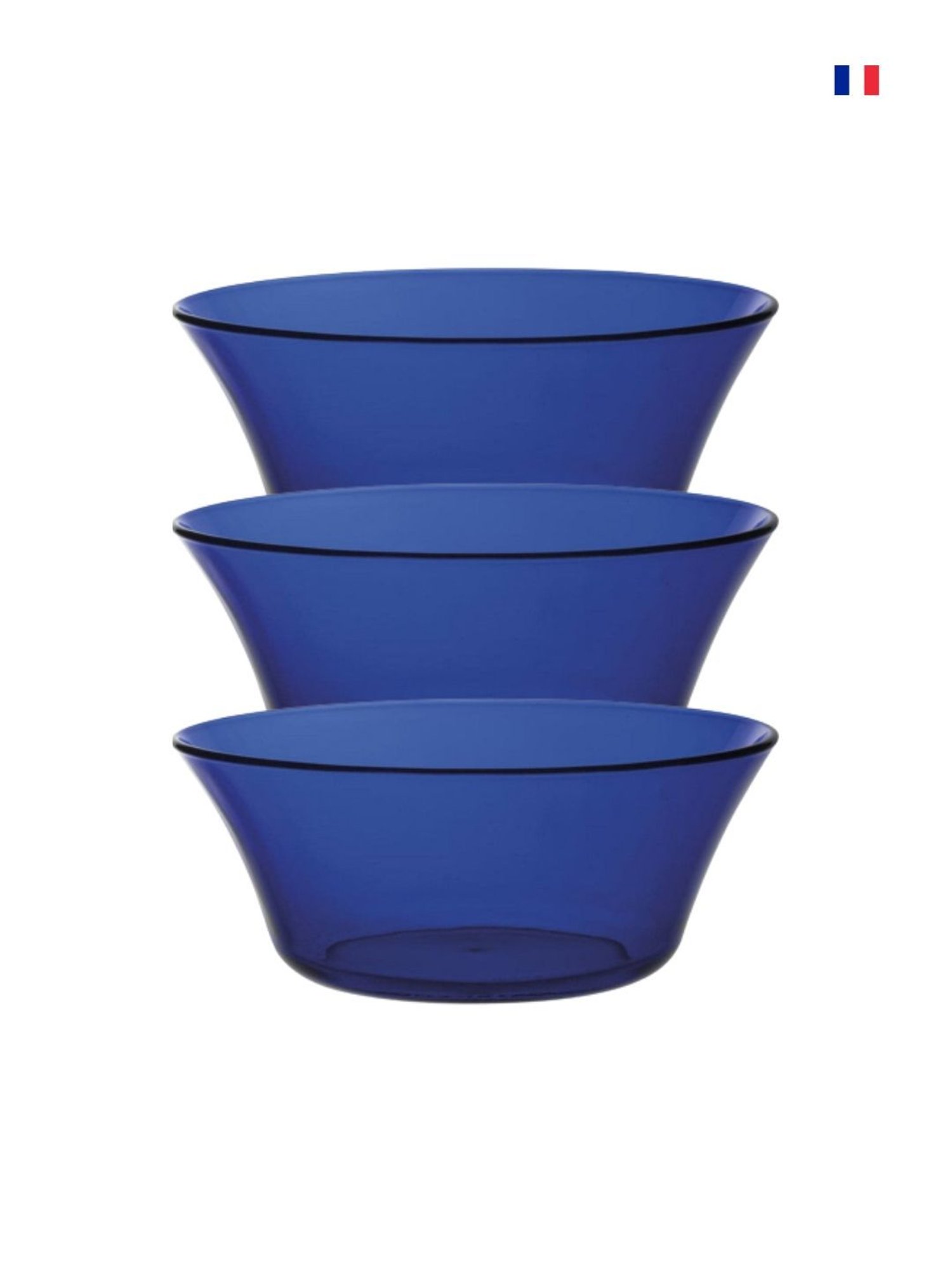Duralex Lys Navy Toughened Glass Table Bowl (2.2 L) - Set of 3