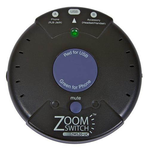 ZoomSwitch ZMS20-UC Headset Adapter for Phone and PC with Vol. and Mu