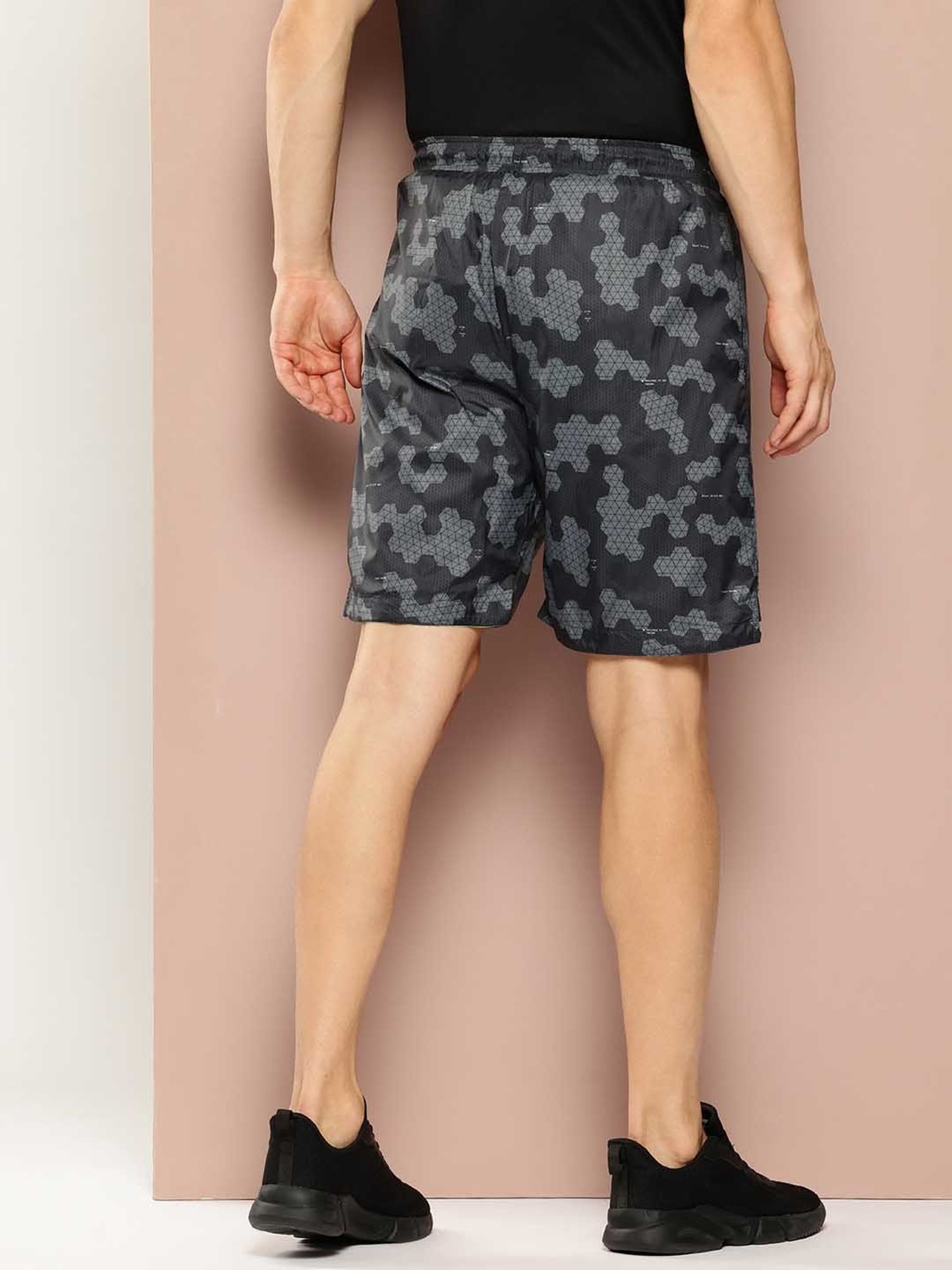 Club York Dark Grey Regular Fit Printed Sports Shorts