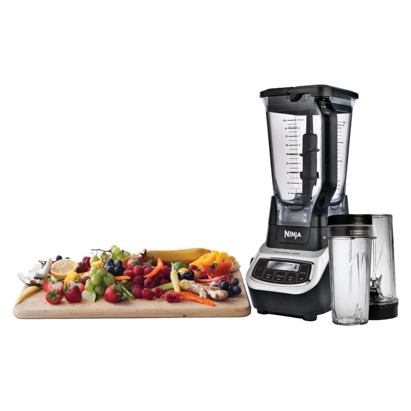 Ninja Professional Blender and Nutri Ninja Cups Health Smoothie Vitamin Extractor, Gray (Certified Refurbished)