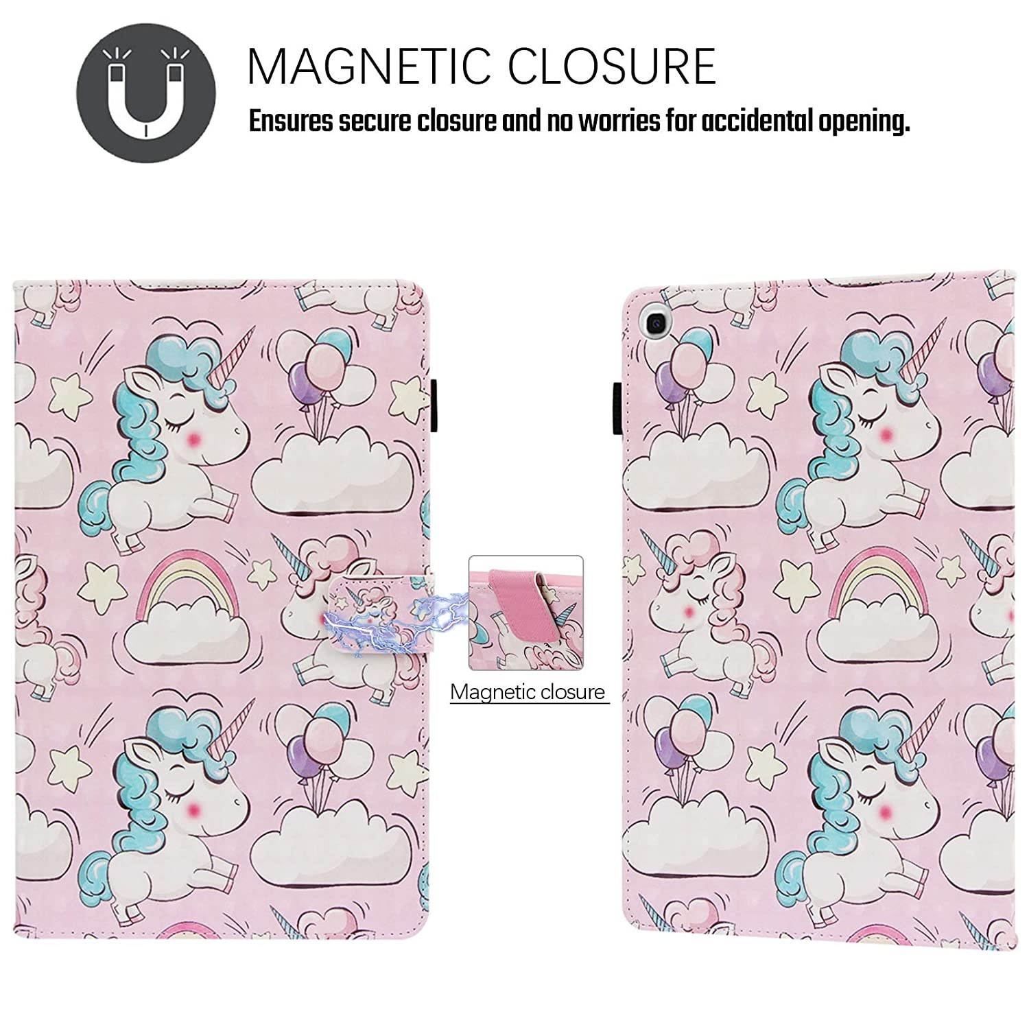 Galaxy Tab A 10.1 2019 Case SM-T510, Dteck Tablet Cover for Samsung Tab A 10.1 2019, Slim Leather Folio Stand Protective Case Compatible with Samsung Tab A 10.1(2019 Model) SM-T510/T515, Pink Unicorn