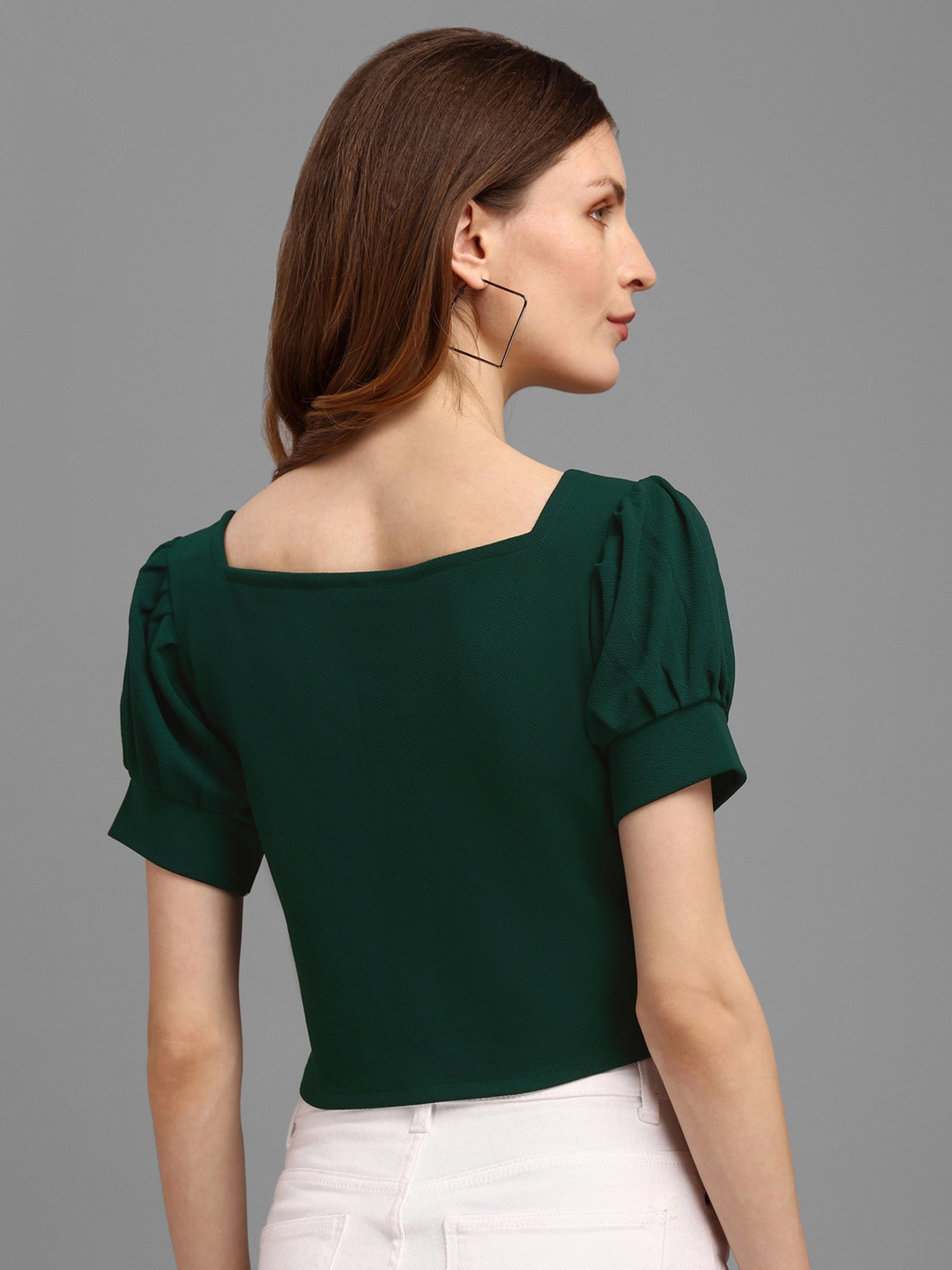 PURVAJA Green Regular Fit Crop Top