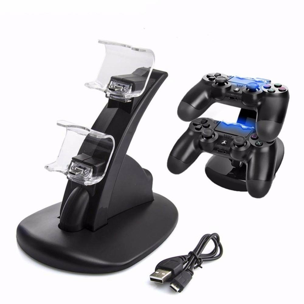 Wanmingtek Dual PS4/PS4 Slim/PS4 Pro Gaming Controller LED Charging Stand USB Charger Dock Station Cradle For Sony Playstation 4 PS4 / PS4 Slim /PS4 Pro