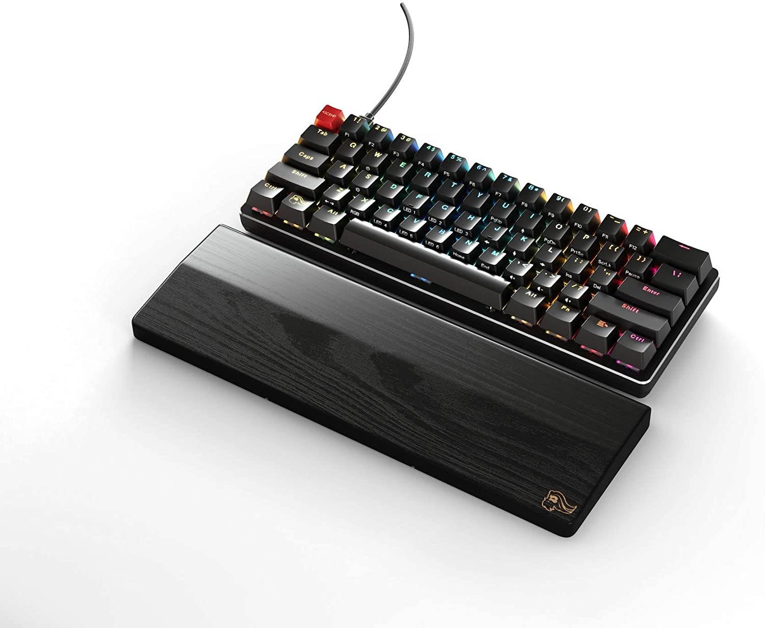 Glorious GMMK Modular Mechanical Gaming Keyboard - 60% Compact Size (61 Key) - RGB LED Backlit, Brown Switches, Hot Swap Switches (Black)(GMMK-Compact-BRN)