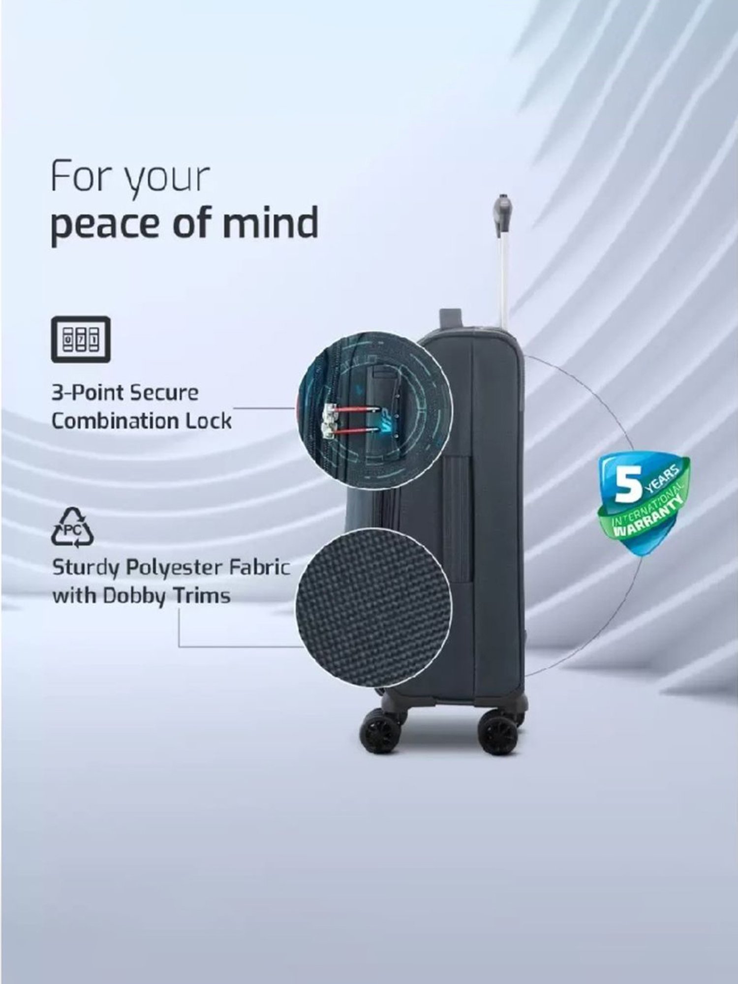 VIP Suprema Grey Solid Soft Cabin Trolley Bag - 24 cm