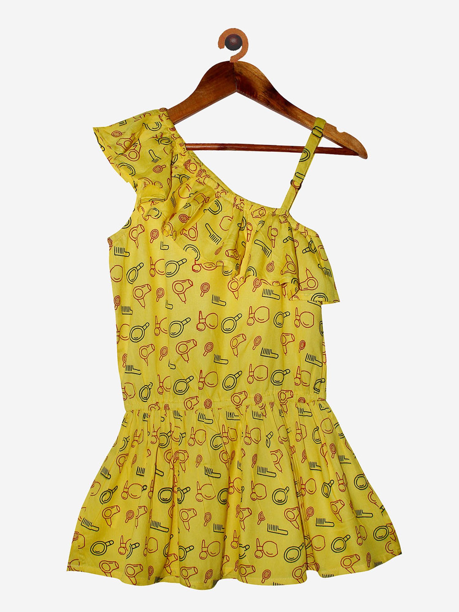 Kiddopanti Kids Yellow Printed Dress