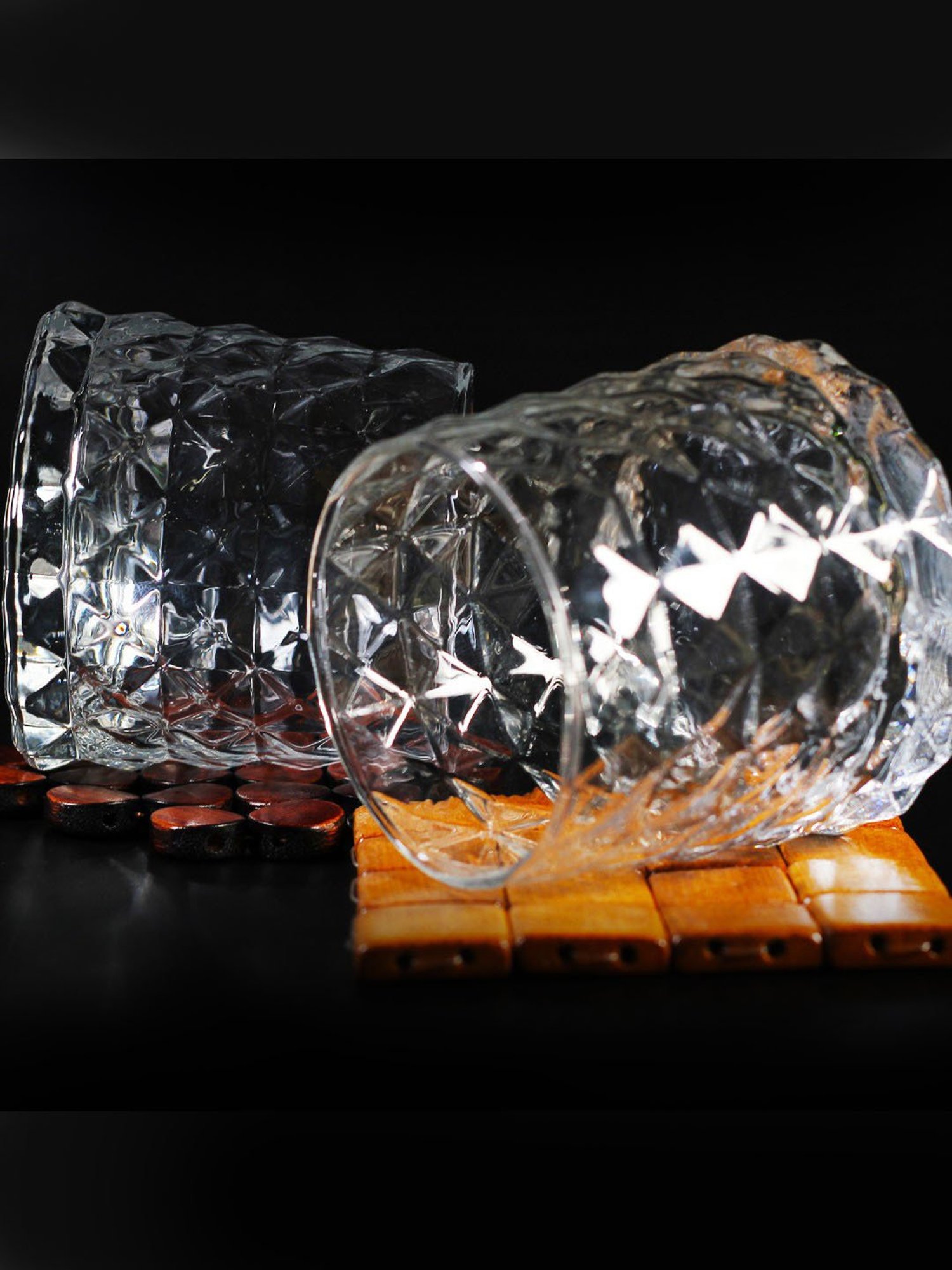 Melbify Embosed Diamond Cut Transparent Whiskey Glass 320ml - Set of 6