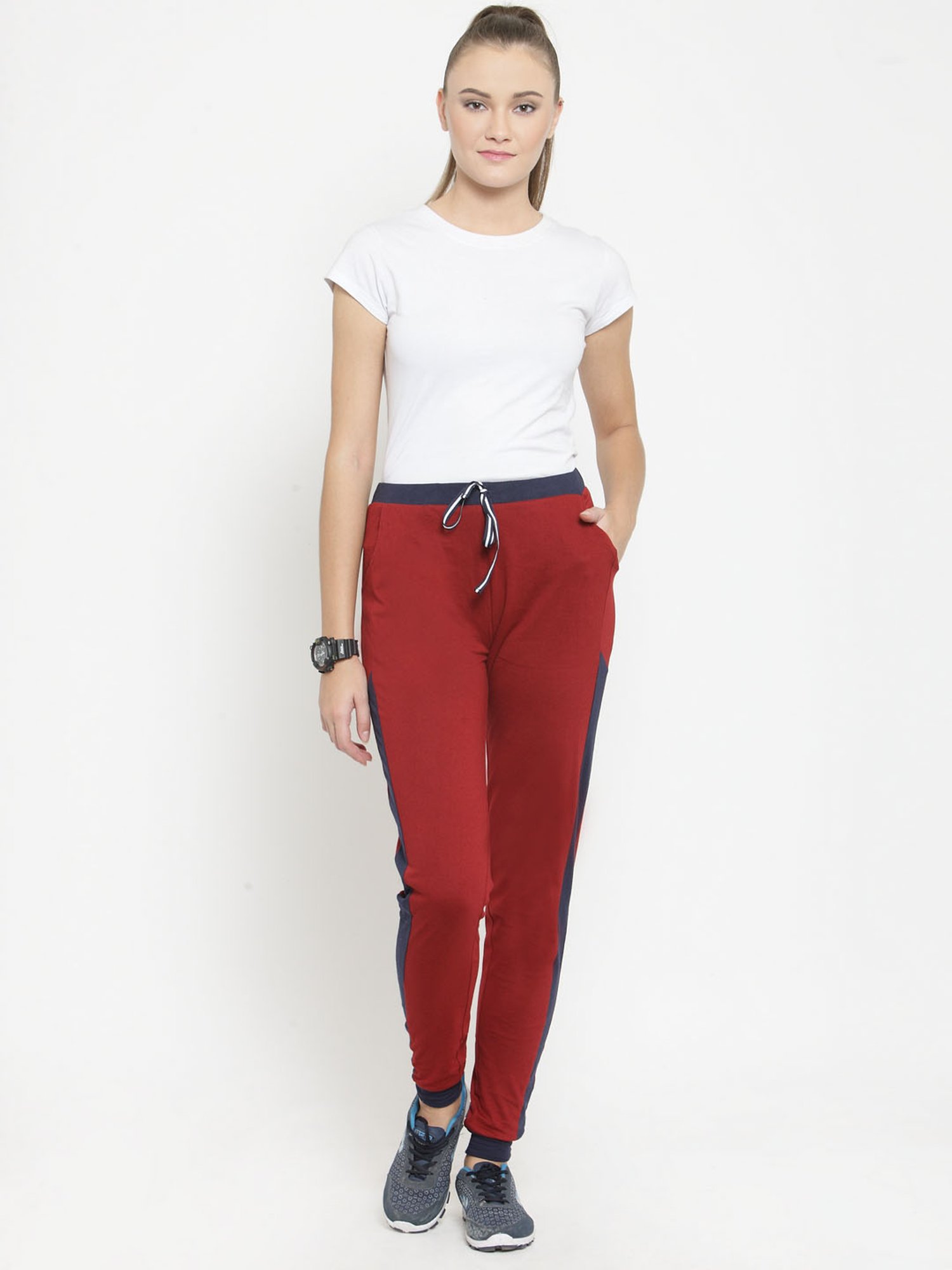 Boston Club Maroon Cotton Trackpants