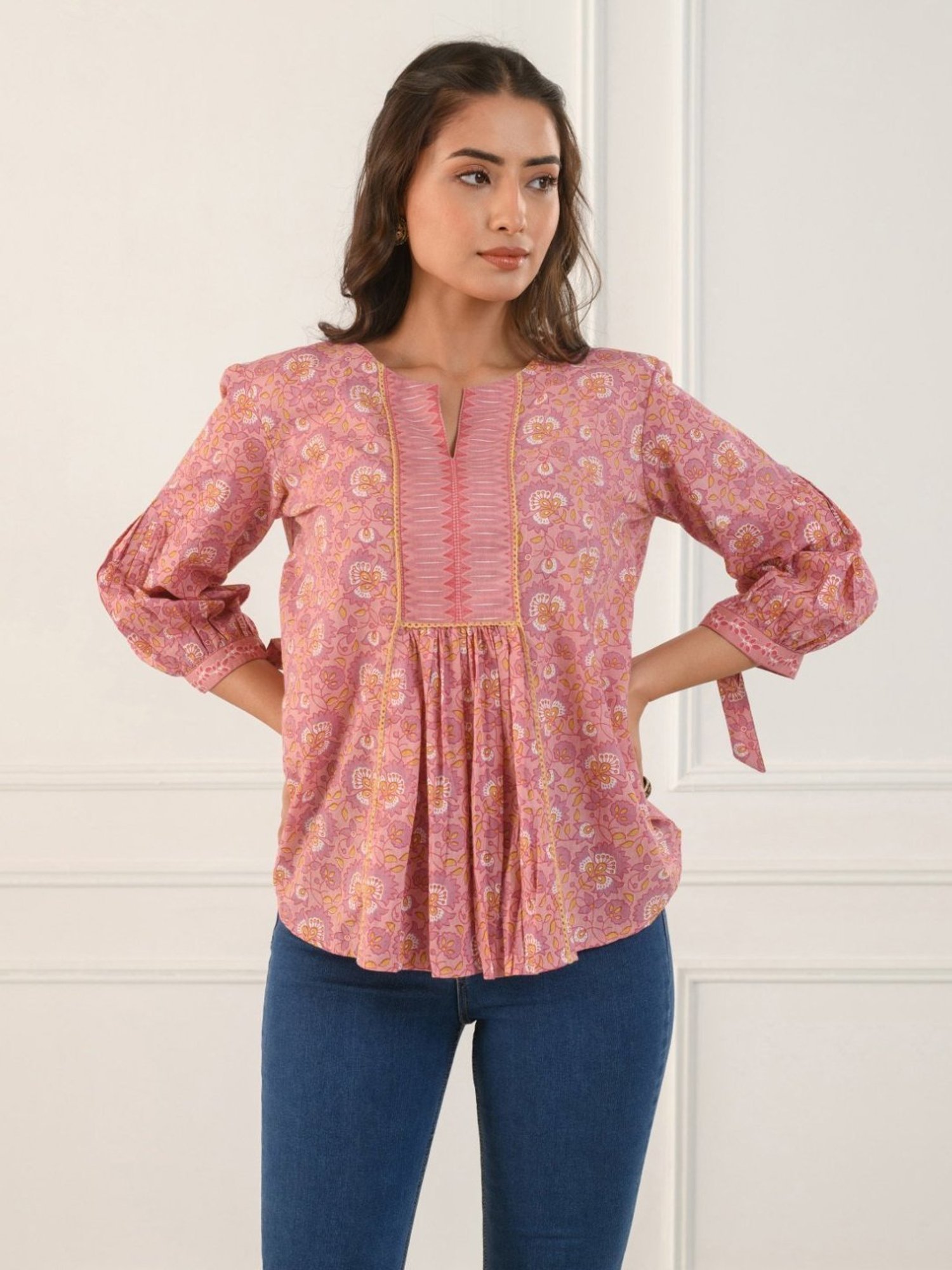 Prakriti Jaipur Pink Gathered Shirt