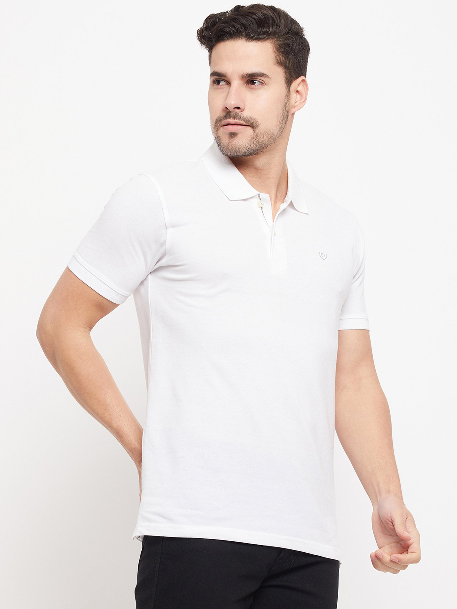 Cantabil White Regular Fit Polo T-Shirt