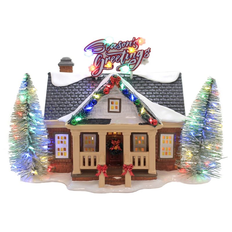 Department 56 House 7.5" Brite Lites Holiday House Seasons Greetings House  -  Decorative Figurines