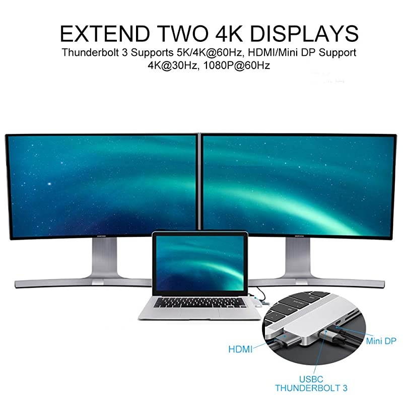 Drive Mac USB C Hub Adapter Sanho USB Type C MultiPort Hub MacBook Pro 2019 20182016 MacBook Air 8in2 Dongle w USBC 100W PD 4K HDMI MiniDP microSDSD Card Reader 2xUSB A