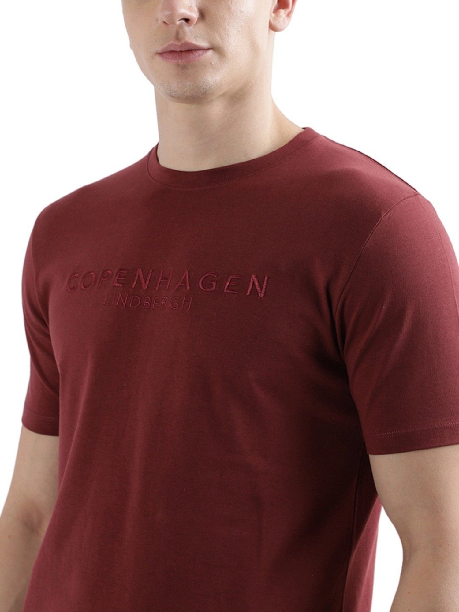 Lindbergh Maroon Regular Fit T-Shirt